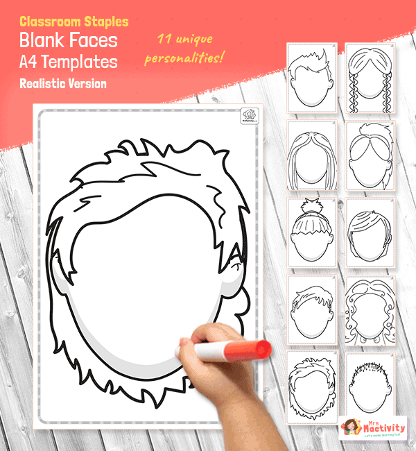 blank face template for pupils to draw on