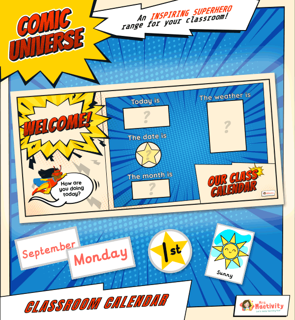 Get your classroom superhero ready with our Comic Universe: Superhero Display calendar! Part of our inspiring and exciting superhero display range for your classroom