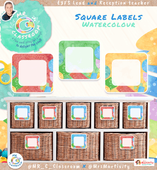 Fun and Playful Square Display Labels - Watercolour Theme