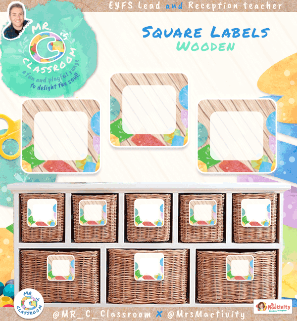 Fun and Playful Square Display Labels - Wood Theme