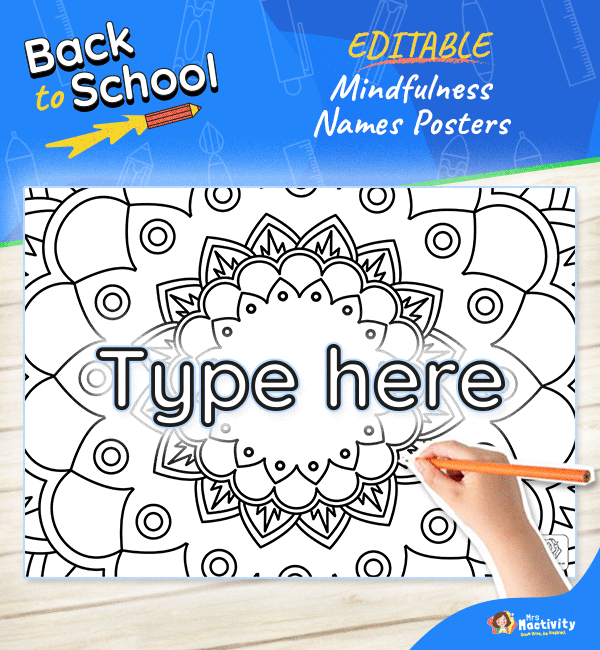 Editable Name Mindfulness Colouring Pages