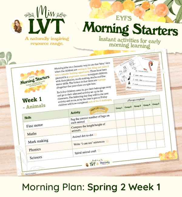 EYFS Morning Starter Jobs - Spring 2 Week 1 (Animals)