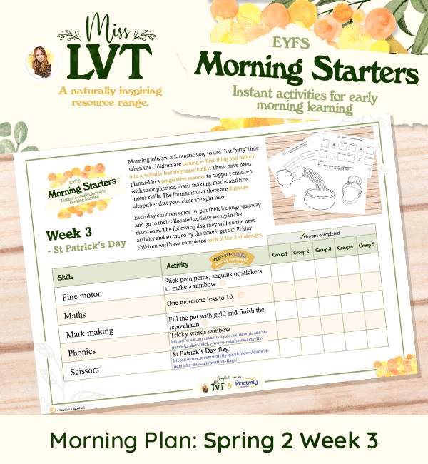 EYFS Morning Starter Jobs - Spring 2 Week 3 (St Patrick's Day)