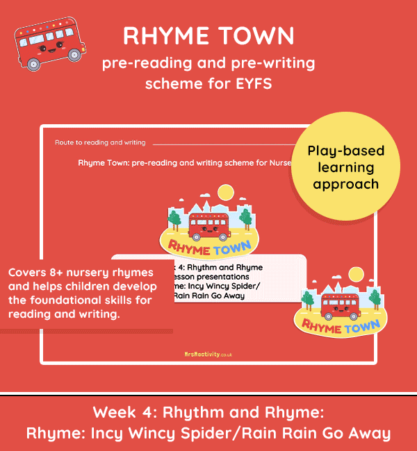 pre reading and pre writing scheme for EYFS