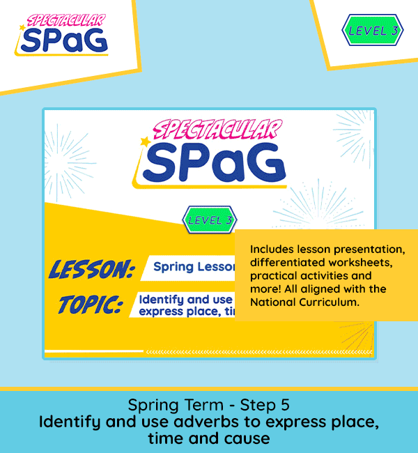 SPaG Scheme Year 3 Spring Lesson 5: Identify and Use Adverbs to Express Place, Time and Cause