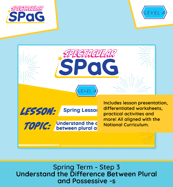 SPaG Scheme Year 4 Spring Lesson 3: Understand the Difference Between Plural and Possessive s