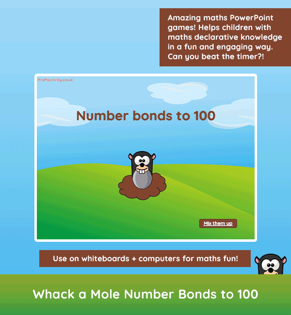 Whack-a-Mole Number Bonds to 100 Game
